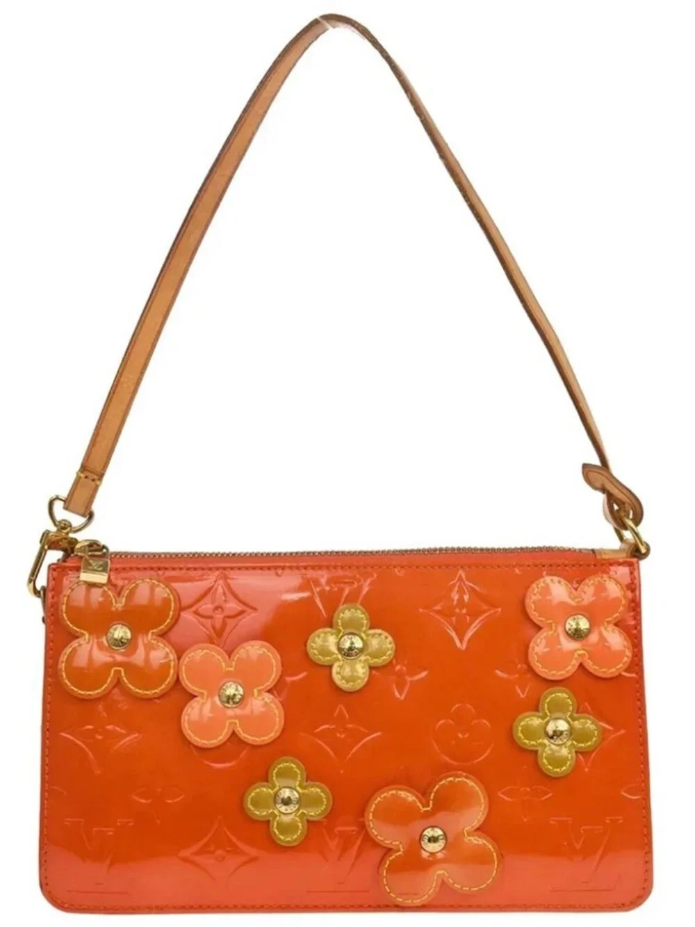 Louis Vuitton Orange Vernis Flower Lexington Handbag